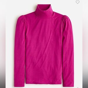 NWT J. Crew Women’s L Pink Formknit Puff Sleeve Turtleneck Blouse